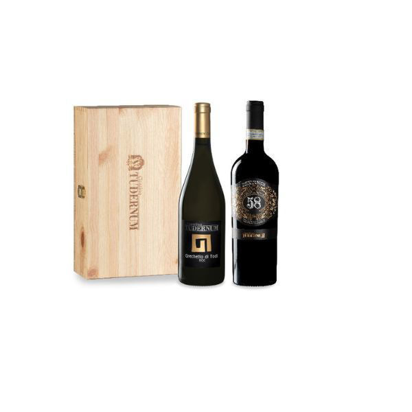 Immagine di Confezione Regalo in legno AUTENTICA UMBRIA con 2 bottiglie di vino